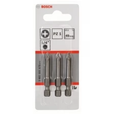 Насадка-бита PZ1, 49 мм BOSCH Extra Hart, 2607001575, 3 шт.