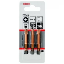 Биты Bosch для шуруповертов 3 шт. MaxGrip (49 мм; РН3) | 2607001553